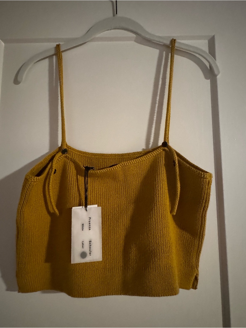 Proenza Schouler Mustard Knit Spaghetti Strap Crop Top NWT MEDIUM